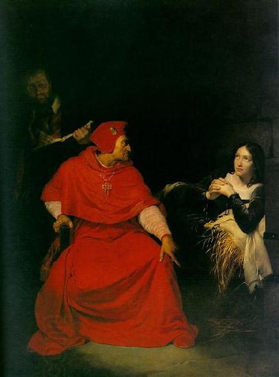 Paul Delaroche Joan of Arc is interrogated by The Cardinal of Winchester in her prison.